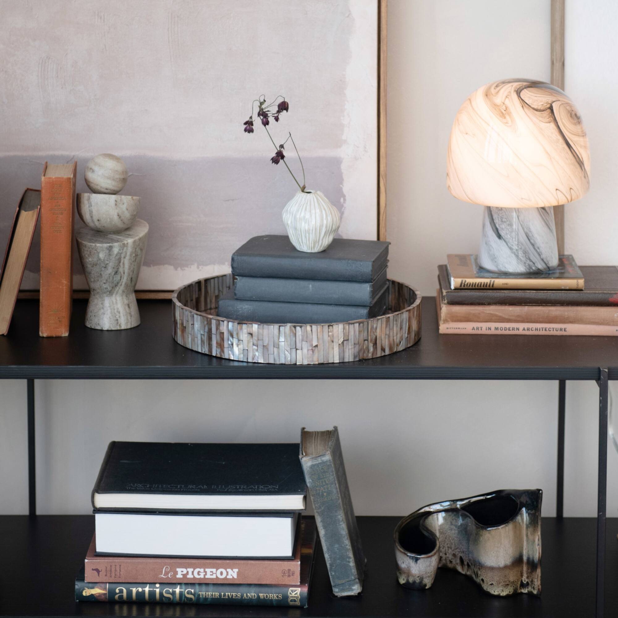 Hello Honey® 9.5" Gray & Brown Geometric Marble Décor